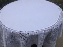 Load image into Gallery viewer, Mary Card "WILD CLEMATIS & CUCKOO" Crochet Lace and Linen Collectible Vintage Tablecloth Australian Giant Chart No. 16 (1926)