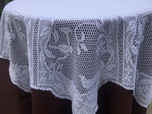 Load image into Gallery viewer, Mary Card "WILD CLEMATIS & CUCKOO" Crochet Lace and Linen Collectible Vintage Tablecloth Australian Giant Chart No. 16 (1926)