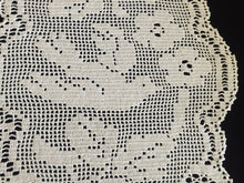 Load image into Gallery viewer, Mary Card Designed "Wild Rose & Pigeon" Chair Cover Set (1933) A Pair of Collectible Vintage Crochet Lace Arm Cover Doilies