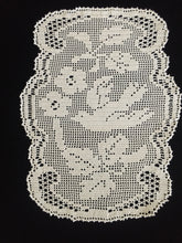 Load image into Gallery viewer, Mary Card Designed "Wild Rose & Pigeon" Chair Cover Set (1933) A Pair of Collectible Vintage Crochet Lace Arm Cover Doilies