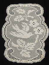 Load image into Gallery viewer, Mary Card Designed "Wild Rose & Pigeon" Chair Cover Set (1933) A Pair of Collectible Vintage Crochet Lace Arm Cover Doilies
