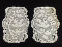 Load image into Gallery viewer, Mary Card Designed "Wild Rose & Pigeon" Chair Cover Set (1933) A Pair of Collectible Vintage Crochet Lace Arm Cover Doilies