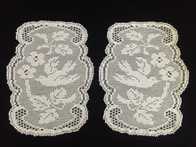 Load image into Gallery viewer, Mary Card Designed "Wild Rose & Pigeon" Chair Cover Set (1933) A Pair of Collectible Vintage Crochet Lace Arm Cover Doilies