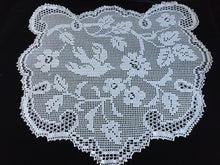 Load image into Gallery viewer, Mary Card Designed "Wild Rose & Pigeon" Chair Cover Doily (1933) Collectible Vintage Crochet Lace