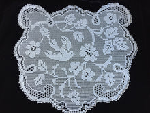 Load image into Gallery viewer, Mary Card Designed "Wild Rose & Pigeon" Chair Cover Doily (1933) Collectible Vintage Crochet Lace