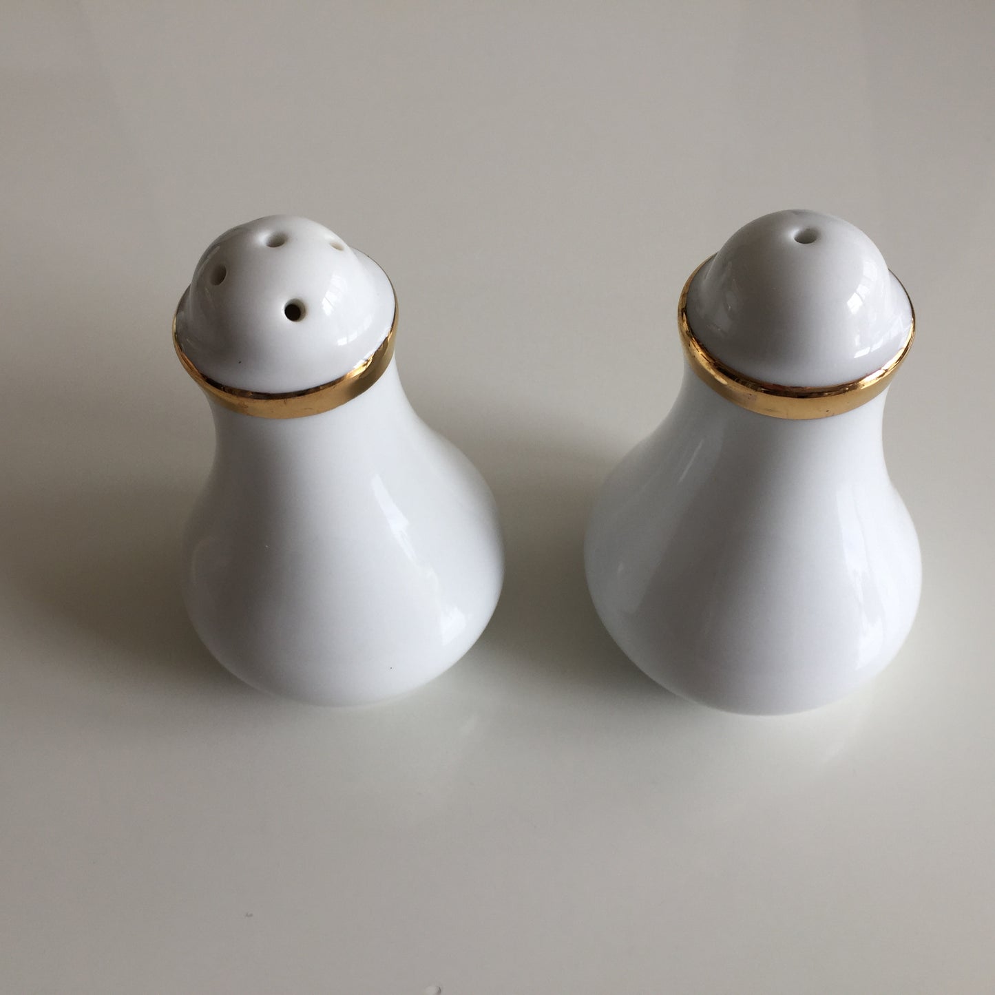 Vintage Salt and Pepper Shakers Minimalist White and Gold Design