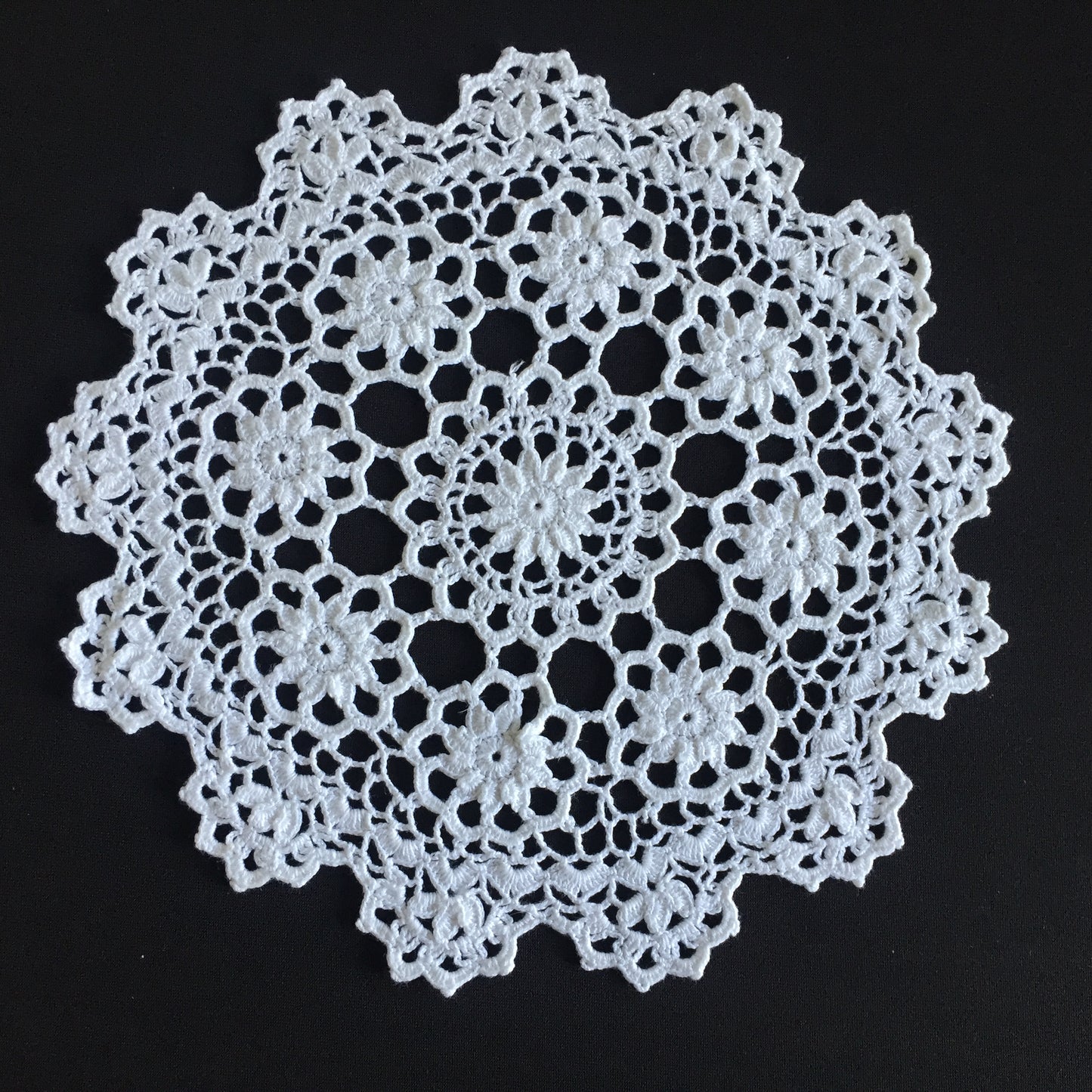 White Cotton Lace Crocheted Vintage Doily