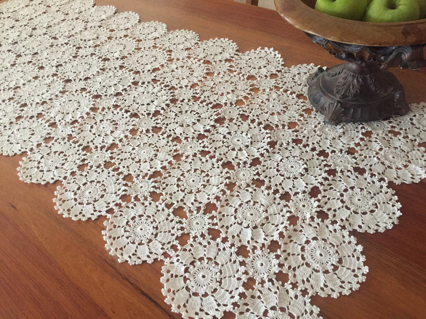 Handmade Vintage Crochet Lace Table Runner