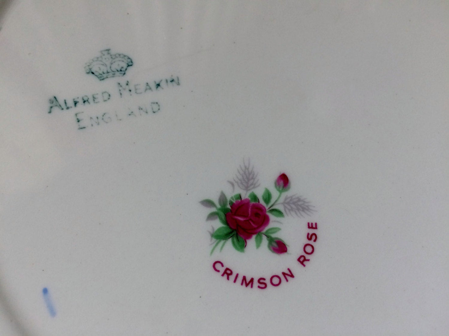 Vintage Alfred Meakin "Crimson Rose" and Wheat Ear 10" Dinner Plate