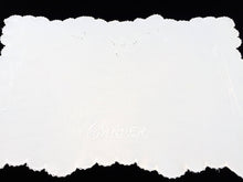 Load image into Gallery viewer, Embroidered Antique Victorian Carver Cover. Rare Antique Linen Kitchen Meat Carver Tablecloth with Madeira Cutwork and Scalloped Crochet Edging
