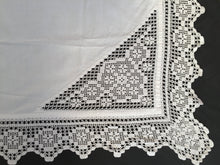 Load image into Gallery viewer, Antique Irish Linen Tablecloth with Crochet Lace Insets and Edging