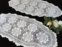 Load image into Gallery viewer, Pair of Oval Vintage Crocheted White Chunky Cotton Lace Table Runners