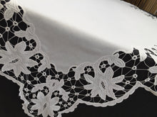 Load image into Gallery viewer, Embroidered Square Tablecloth with Madeira (Cutwork) and Needle Lace