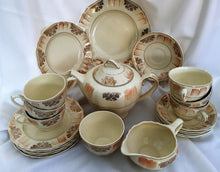 Load image into Gallery viewer, J & G Meakin Sunshine R 561073 Tea Set Complete with Teapot, Creamer, Sugar Bowl, Tea Cups, Saucers and Plate