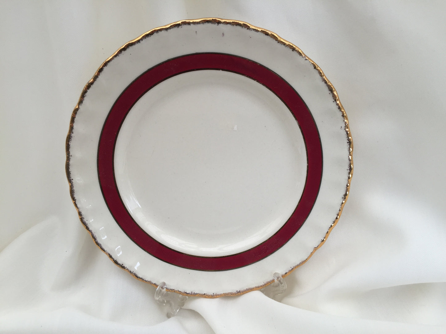 Creampetal Grindley 7" Bread and Butter Side Plate Ivory/Burgundy/Gold Band