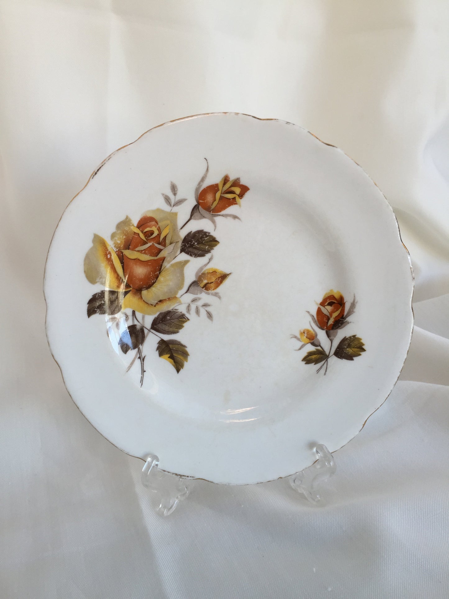 2 Regency (England) 6.5" Bread and Butter Plates with Yellow Roses
