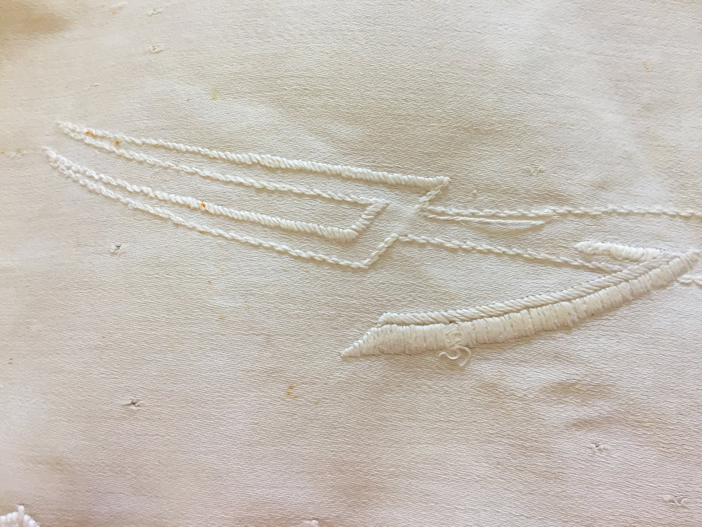 Rare Victorian Antique Linen Kitchen Meat Carvery Cover Cloth with Pansies and Scalloped Edging