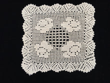 Load image into Gallery viewer, Vintage Ecru Filet Crochet Doily with Roses
