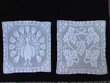 Load image into Gallery viewer, Antique White Lace Panels for Making the Mary Card Designed "Peacock and Grapevine" Bed Cover Chart No. 3