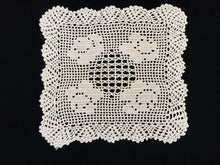 Load image into Gallery viewer, Vintage Ecru Filet Crochet Doily with Roses