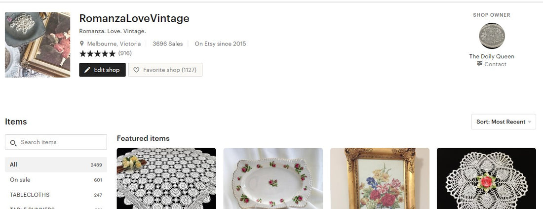 The banner of our Etsy shop where we are counting down to 4000 sales and 1000 positive reviews!