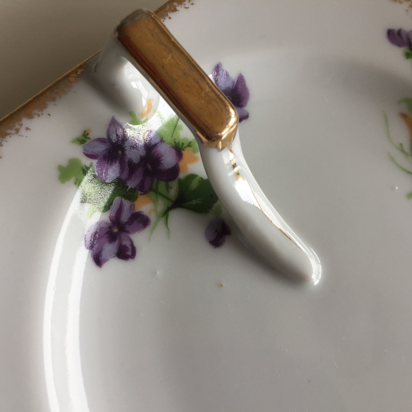 Japanese Vintage 5.5" Square Trinket Dish | Saji Violets Pattern No 6857