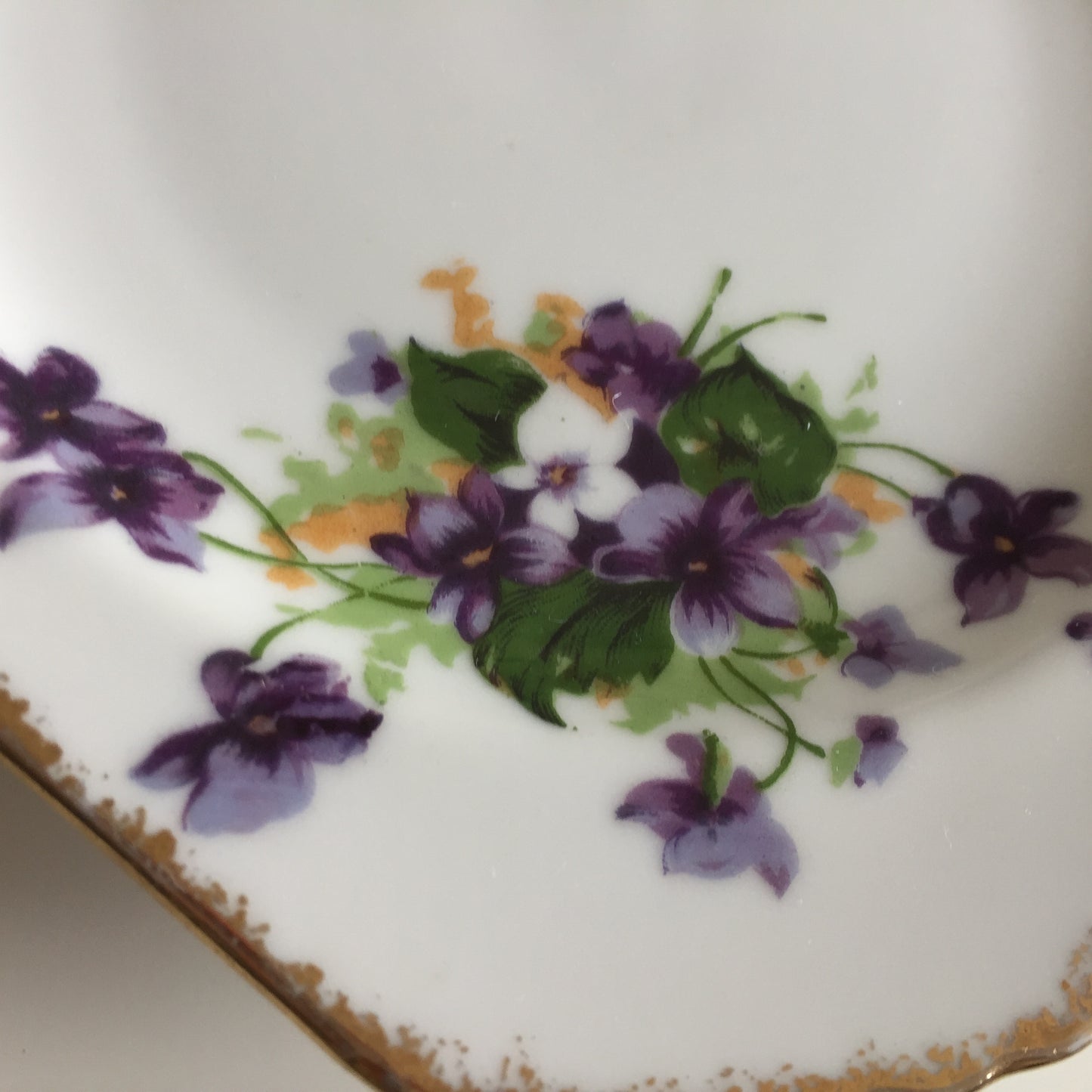Japanese Vintage 5.5" Square Trinket Dish | Saji Violets Pattern No 6857