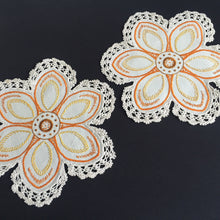 Load image into Gallery viewer, Australian Vintage Hand Embroidered Linen Doily Pair
