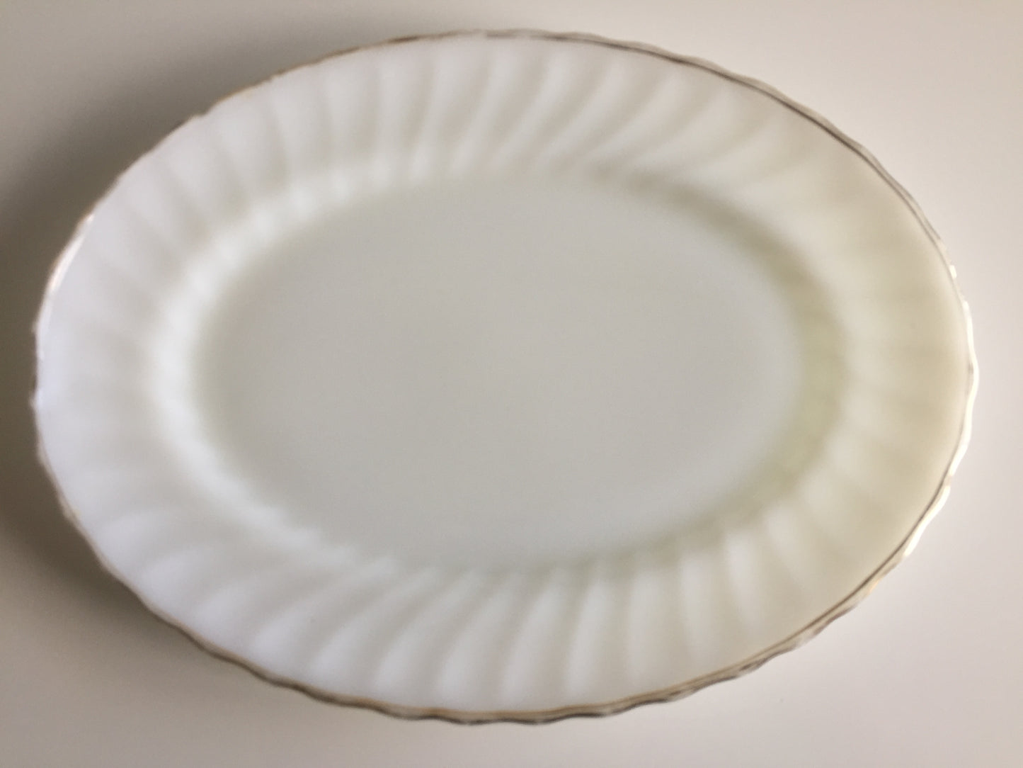 Vintage Anchor Hocking Milk Glass Fruit Bowl, White with 22K Gold Trim, Grape Pattern