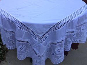 Mary Card "ANEMONE and Butterflies LACE" Crochet Lace and Linen Vintage Tablecloth English Chart No. 61 (1920s) Rare Collectible