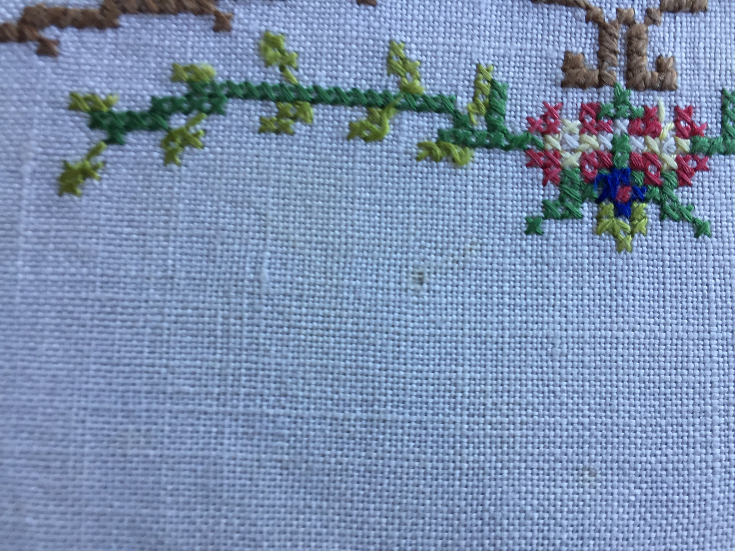 Collectible Art Deco Vintage Cross Stitch Embroidered Floral Sandwich Doily