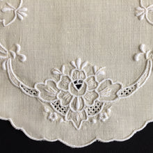 Load image into Gallery viewer, Vintage Hand Embroidered Cream/White Cotton Doily