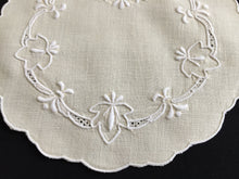 Load image into Gallery viewer, Vintage Hand Embroidered Cream/White Cotton Doily
