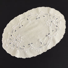 Load image into Gallery viewer, Vintage Hand Embroidered Cream/White Cotton Doily