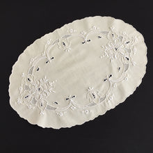 Load image into Gallery viewer, Vintage Hand Embroidered Cream/White Cotton Doily