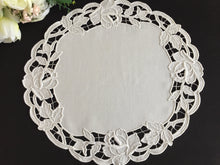 Load image into Gallery viewer, Large Round Vintage Madeira Cutwork Embroidered Doily with Rose Pattern