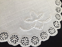 Load image into Gallery viewer, French Antique / Vintage Hand Embroidered Oval Doily with Needle Lace Detail