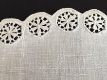 Load image into Gallery viewer, French Antique / Vintage Hand Embroidered Oval Doily with Needle Lace Detail