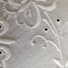 Load image into Gallery viewer, Vintage Hand Embroidered Oval Broderie Anglaise Table Centre Doily with Butterflies