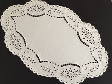 Load image into Gallery viewer, Large Oval Vintage Broderie Anglaise / Madeira Cutwork Embroidered White Linen Doily
