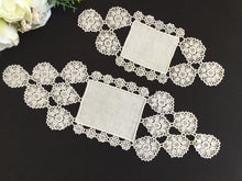 Load image into Gallery viewer, Ewardian Antique Linen &amp; Crochet Lace Sandwich Doily Pair
