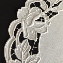 Load image into Gallery viewer, Large Round Vintage Madeira Cutwork Embroidered Doily with Rose Pattern