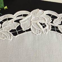 Load image into Gallery viewer, Large Round Vintage Madeira Cutwork Embroidered Doily with Rose Pattern