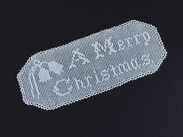 Edwardian Antique Australian Sandwich Doily with Christmas Greetings