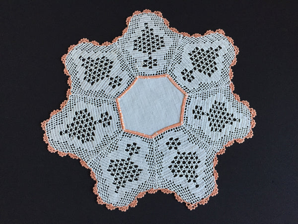 Antique Australian Linen Centre Doily with Crochet Lace Border