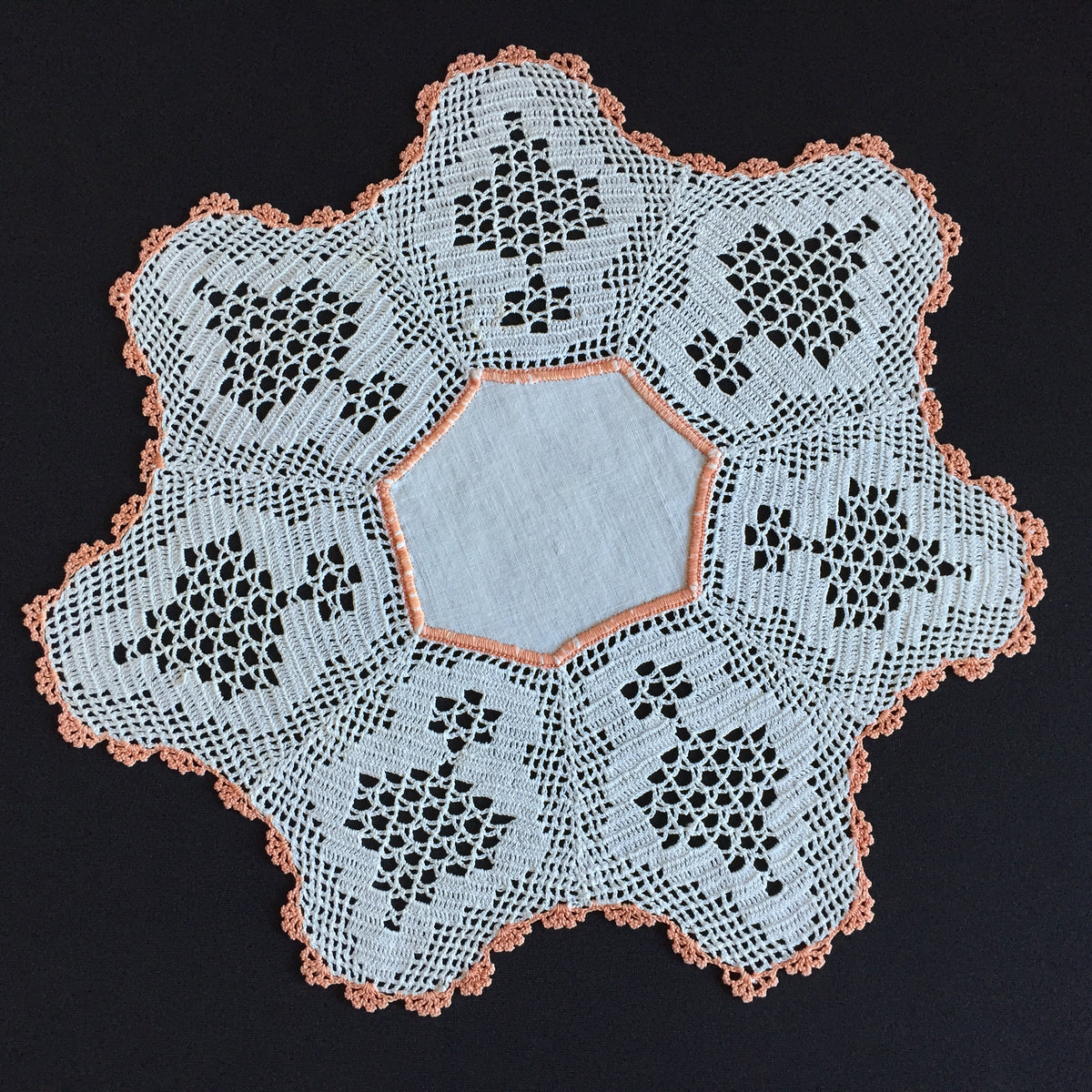 Antique Australian Linen Centre Doily with Crochet Lace Border