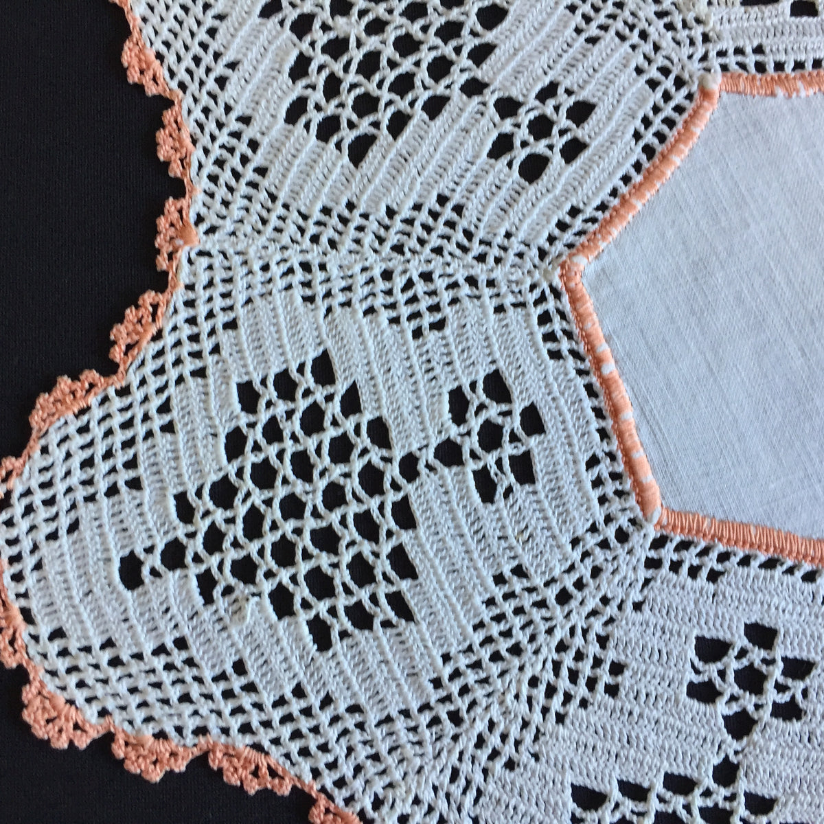 Antique Australian Linen Centre Doily with Crochet Lace Border
