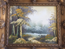 Load image into Gallery viewer, Ornate Gilded Picture Frame with Original Oil Painting: Wilderness Landscape