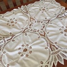 Load image into Gallery viewer, Handmade Vintage Square White Cotton Tablecloth with Battenburg Lace