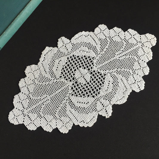 Edwardian Antique White Filet Crochet Lace Sandwich Doily
